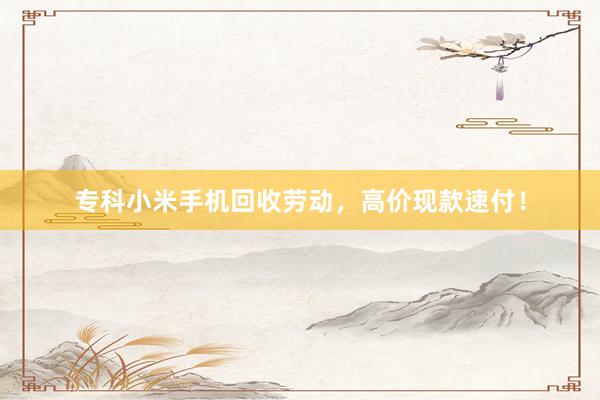 专科小米手机回收劳动，高价现款速付！
